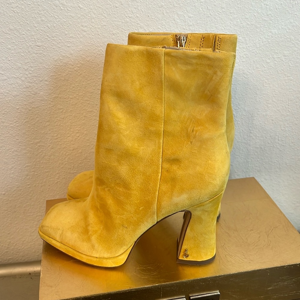 Yellow Suede Platform Booties